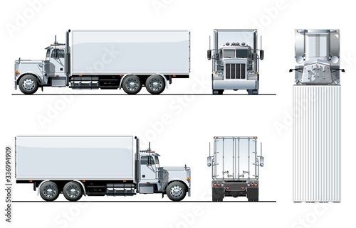Vector truck template isolated on white for car branding and advertising. Available EPS-10 separated by groups and layers.