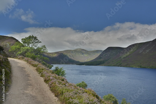 UK  Scotland  mountain landscape with lake and mountains  hdr