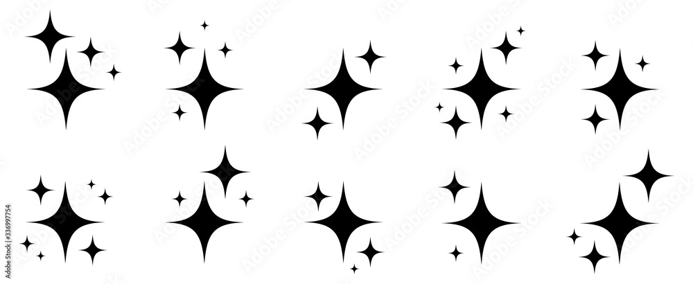 Fototapeta premium Stars icon and sparkles set. Vector Illustration