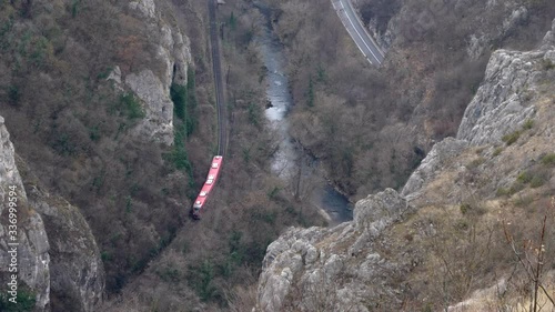 Train in the mountain. Sicevo gorge. photo