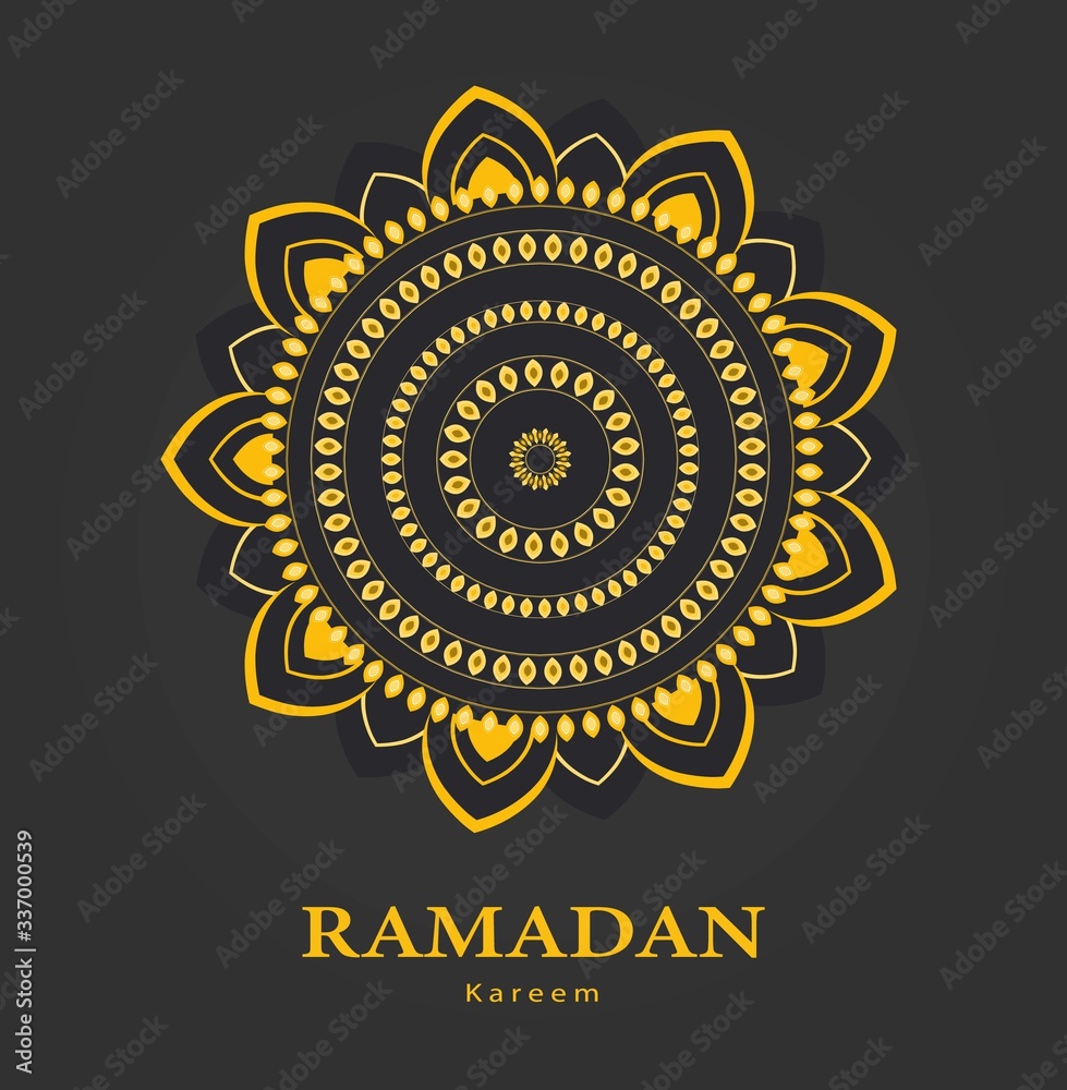 Fototapeta premium Ramadan greeting template. Muslim, arbic, islamic ornament - seamless pattern, indian mandala line ornament. Vector illustration.