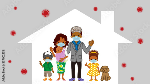 Stay at home concept art - african family