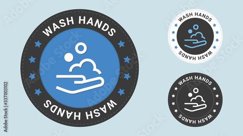Wash hands stamp vector illustration. Vector certificate icon. Vector combination for flat style certificate.