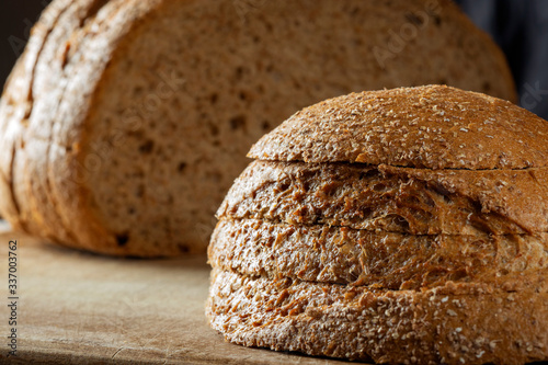Slices of borwn bread photo