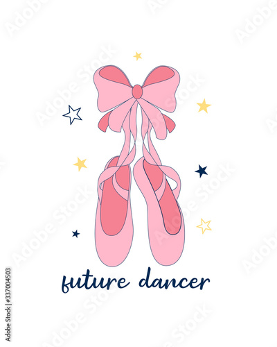 Ballerina shoes vector illustration for t-shirt design with slogan. Vector illustration design for fashion fabrics, textile graphics, prints. photo