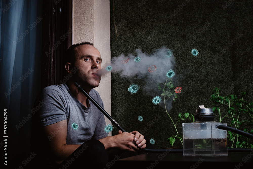 the spread of coronovirus when smoking hookah and blowing smoke in the company of people the spread of coronovirus when smoking hookah and blowing smoke in the company of people