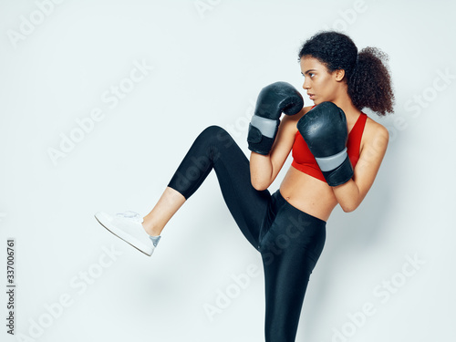 woman in boxing gloves