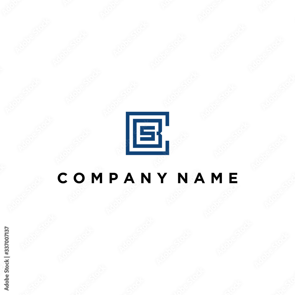 initial CBS logo design vector image with square monogram concept illustration