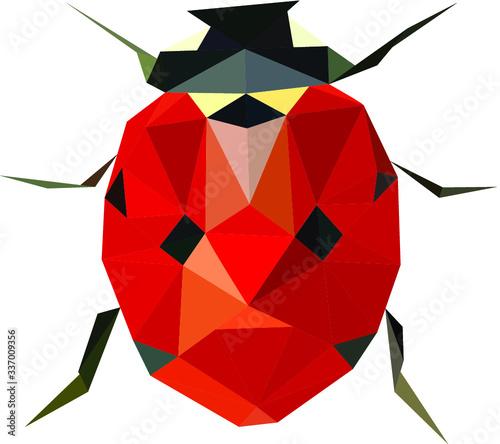Polinomial ladybird, Low poly ladybug, Ladybird from triangles, Vector graphics, Coccinella septempunctata
