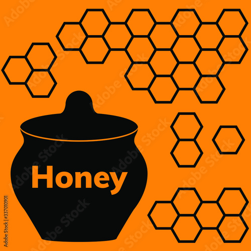 vector background with honey and honeycomb