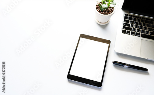 tablet screen on the desk concept Work at home 