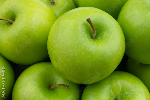 Fresh green apples background
