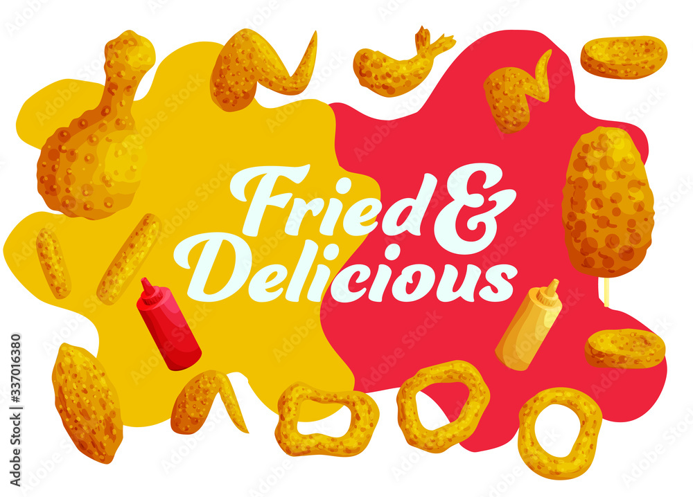 Fried and delicious meal flat vector illustration Fried and delicious meal flat vector illustration