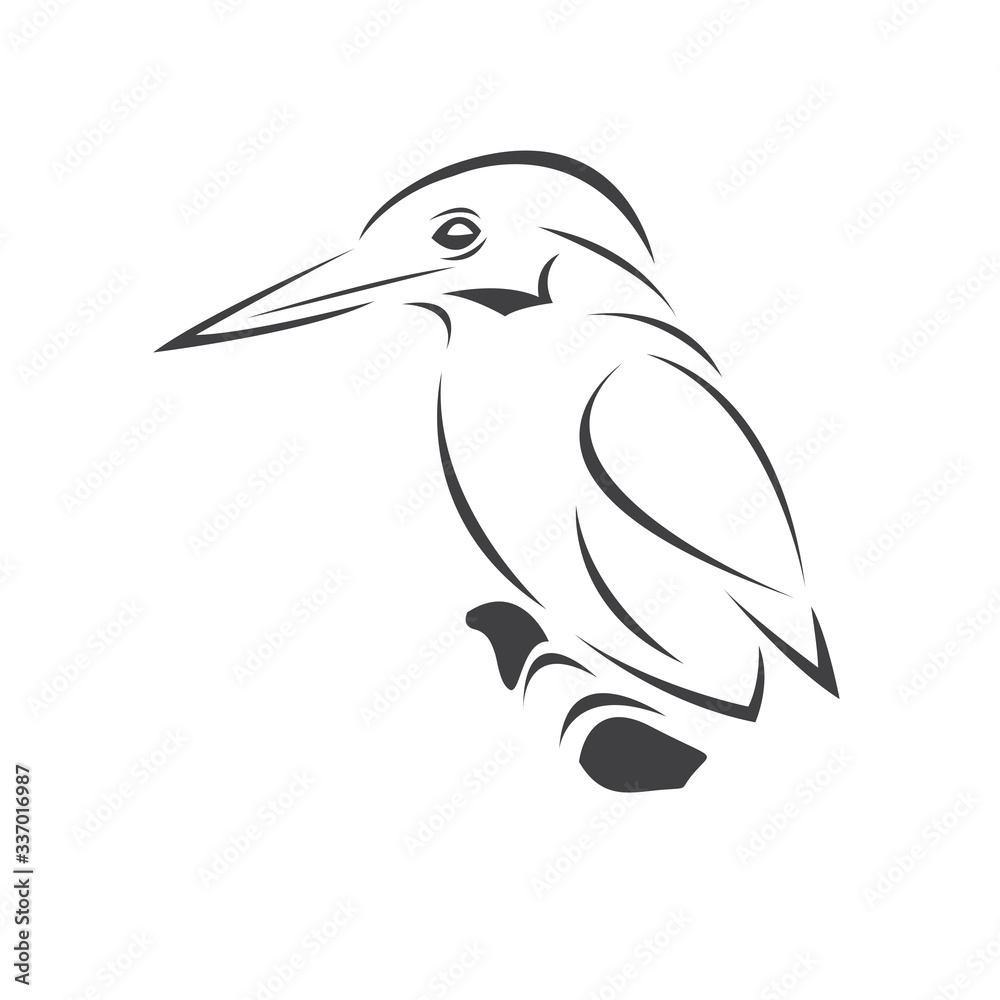 Obraz premium Vector of a kingfishers Black on white background. Bird Design. icon. logo. symbol. Illustrator. animal