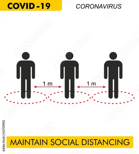 Distanza sociale. Illustrazione di mantenere la distanza sociale per corona virus covid-19 photo