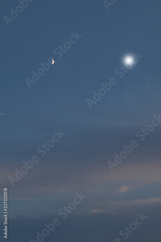 Wallpaper Mural moon in the sky,nature,clouds, blue, weather, air, beautiful, light, night,evening, heaven, view, Torontodigital.ca