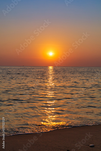 Sky with sunset cloud yellow and blue color background. With copy space for text or design.