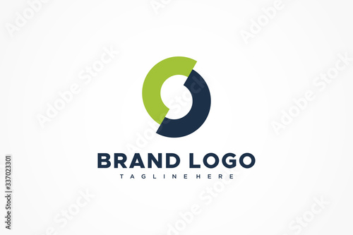 Blue Green Abstract Initial Letter S Logo with Negative Space isolated on White Background. Flat Vector Logo Design Template Element.