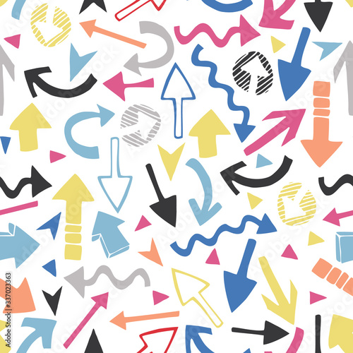 Colourful arrow signs vector repeat. Great for kids, wrapping, home, scrapbooking.