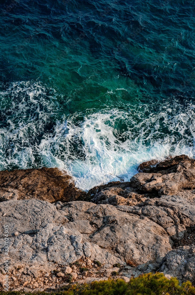 waves on the rocks