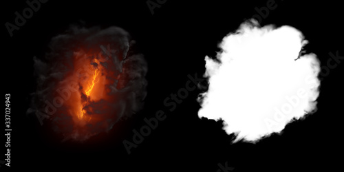 Wallpaper Mural Isolated abstract lightning and smoke with turbulent motion, Multi-color powder, fog, smoke explosion. alpha channel with black/white matte for post-production, digital composition. 3D render
 Torontodigital.ca