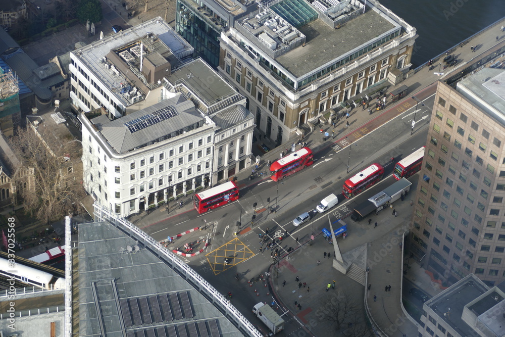 Aerial View Of London Buses