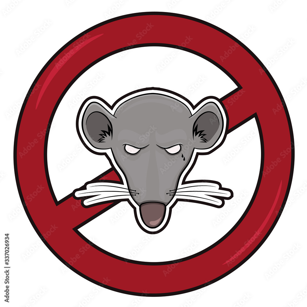 rat stop sign or stop rodent pests .Vector isolated on white background ...
