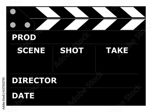A clapperboard used for making a film and video production to assist in synchronizing of scene and sound