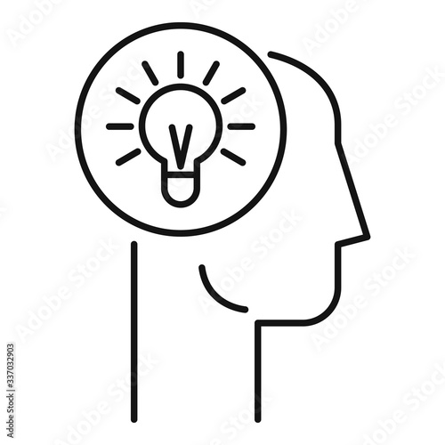 Head bulb idea icon. Outline head bulb idea vector icon for web design isolated on white background