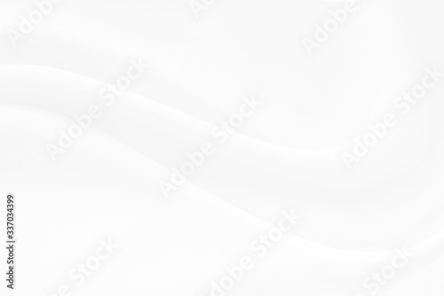 Abstract soft waves of white fabric highlights future background. 3D illustration and rendering.