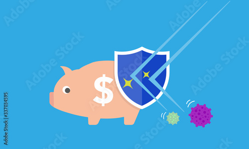 ウイルスから貯金箱を守るイメージ