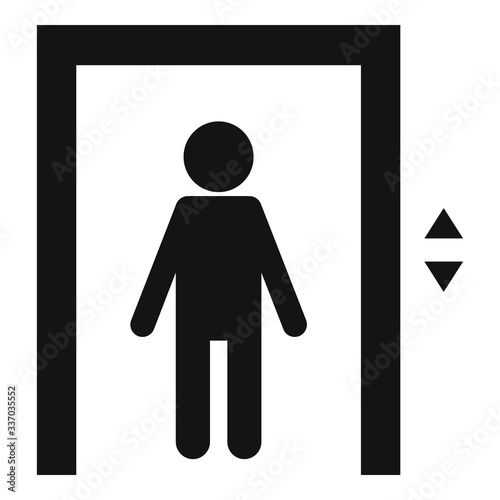 Kid in elevator icon. Simple illustration of kid in elevator vector icon for web design isolated on white background