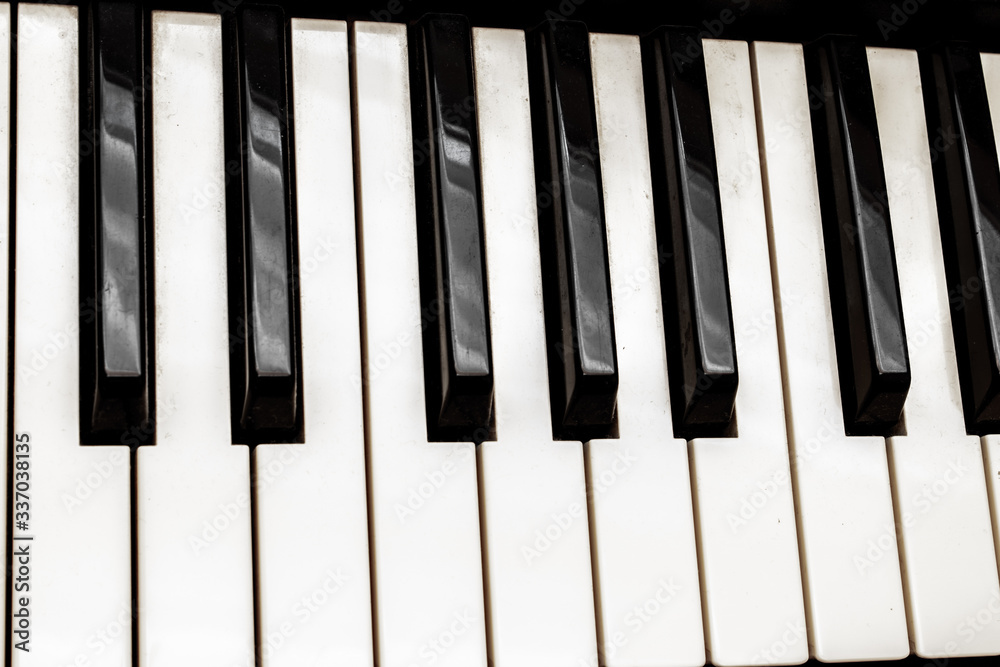 Black and white piano keys. Musical instrument Black and white piano keys. Musical instrument