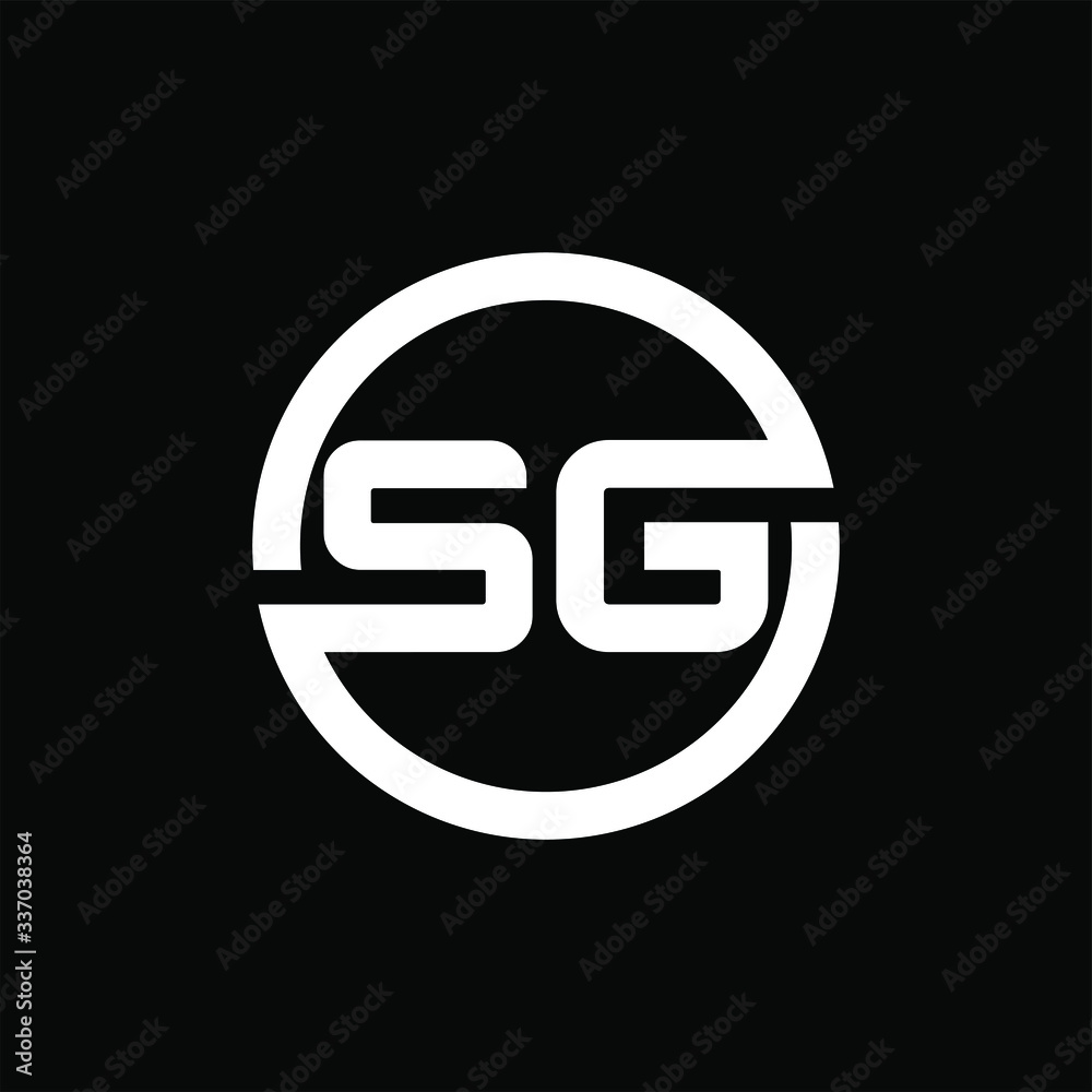 Initial letter SG logo template with circle line art symbol in flat design monogram illustration Initial letter SG logo template with circle line art symbol in flat design monogram illustration