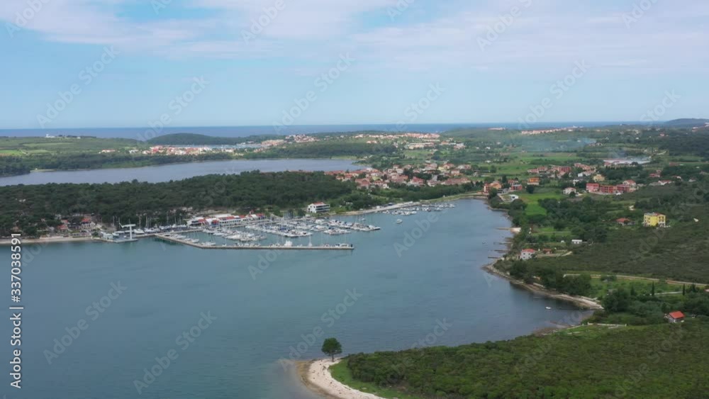 Marine Port with Sailboats and Yachts in Istria Croatia - Aerial Drone View Marine Port with Sailboats and Yachts in Istria Croatia - Aerial Drone View