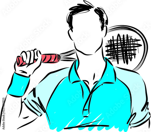 man tennis player with racket vector illustration