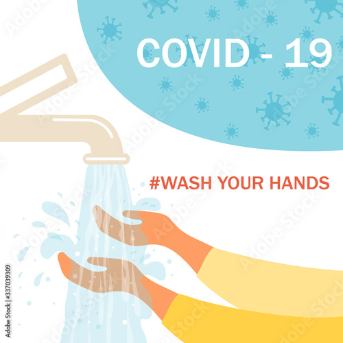 prevention against coronavirus, wash your hands, vector illustration
