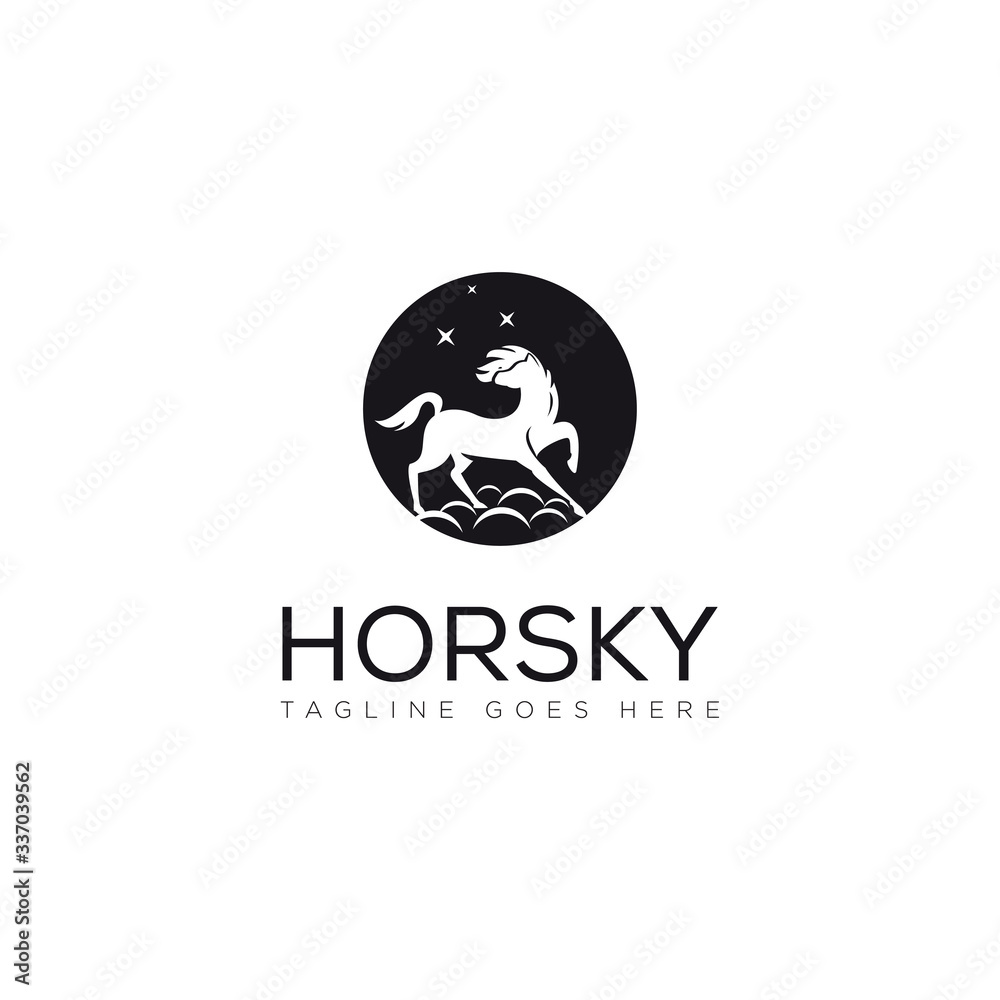 Obraz premium logo horsky, elegant horse in the night atmosphere vector