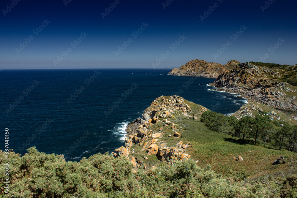 Cies Islands in the North of Spain in summer with clear skies Cies Islands in the North of Spain in summer with clear skies