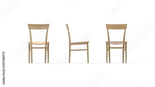 3D rendering of a dinning table chair furniture isolated on white background