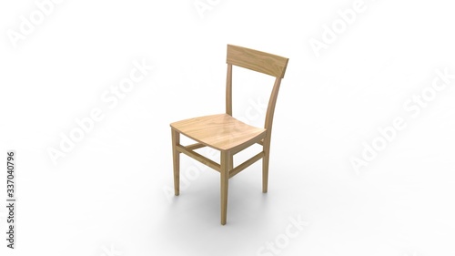 3D rendering of a dinning table chair furniture isolated on white background