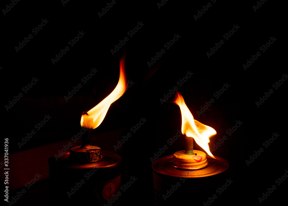 The lamps shining at night. The lamps shining at night.