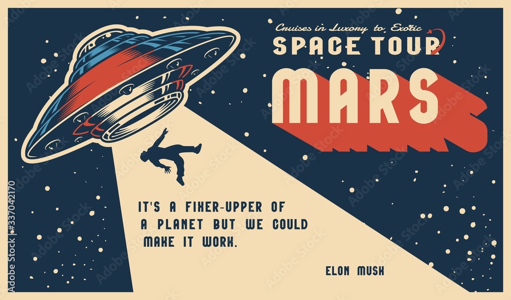 Fotografiet Space vintage colorful horizontal poster