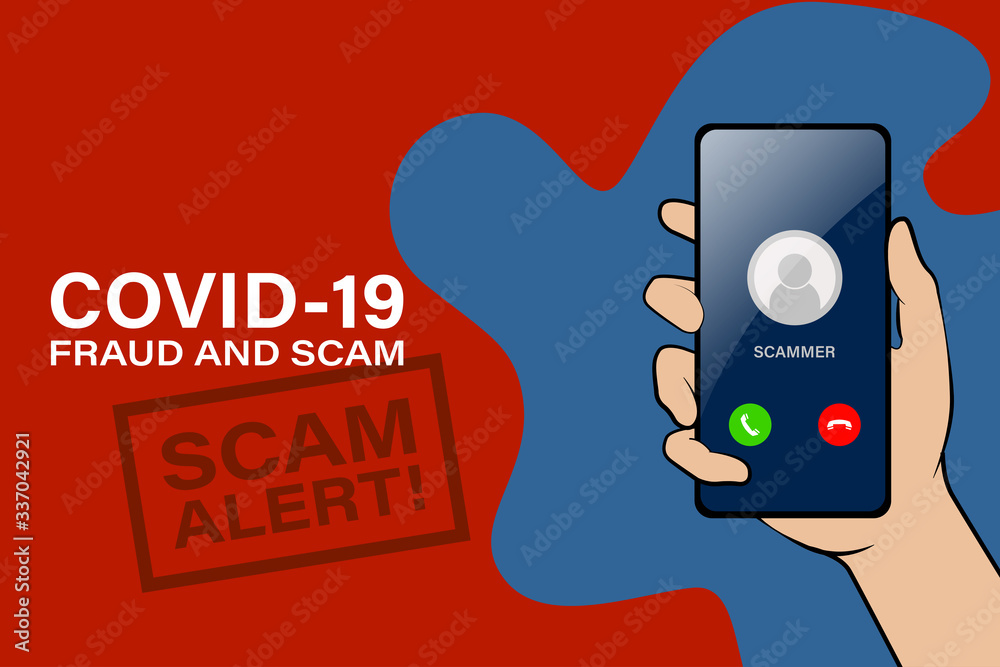 Covid-19 fraud and scam alert - obrazy, fototapety, plakaty 
