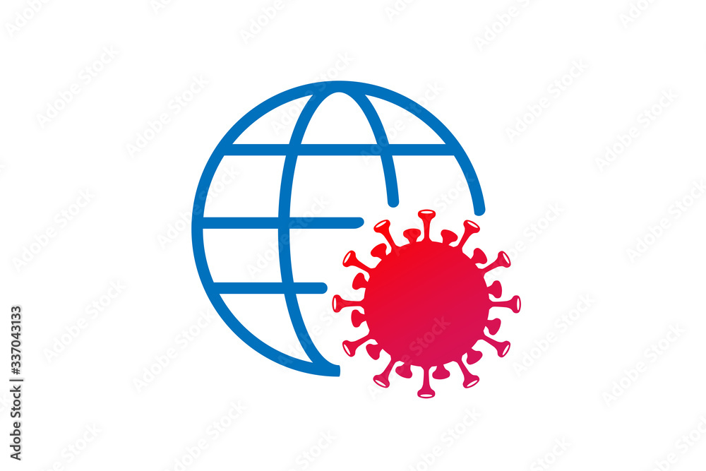Vector simple line icon. Stop Coronavirus COVID-19. Illustration in flat design, on white background, isolated. Vector simple line icon. Stop Coronavirus COVID-19. Illustration in flat design, on white background, isolated.