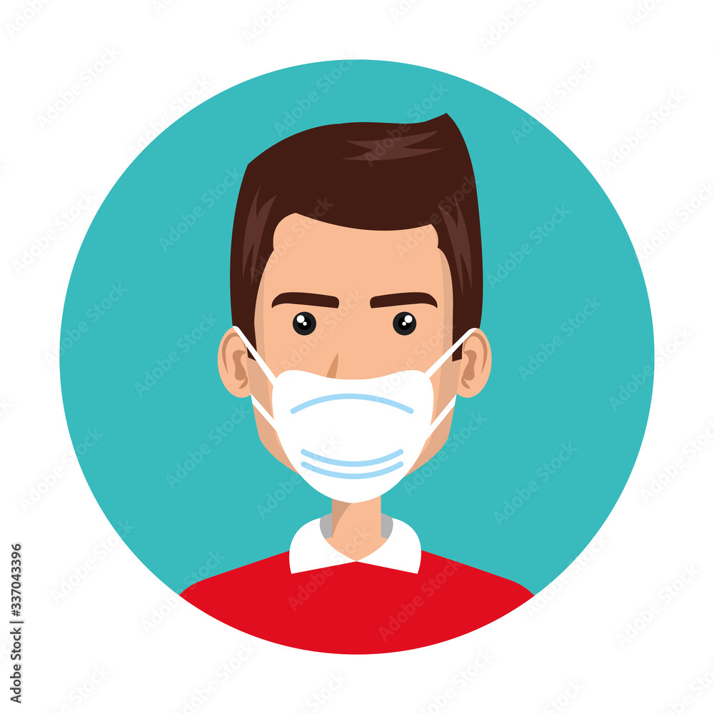 man using face mask isolated icon vector illustration design