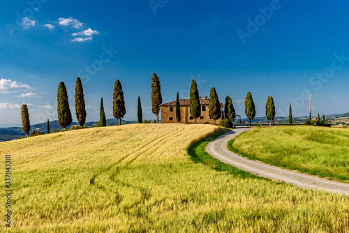 Summer in the D Orcia valley in Tuscany in the town of Pienza