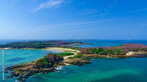 Aerial View of Las Perlas Islands with Coral and Rock Fringed Clear Water Beaches © JOSEPH