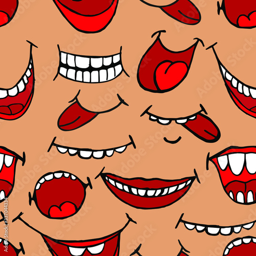 Vector illustration. Seamless bright abstract pattern in the form of smiles.