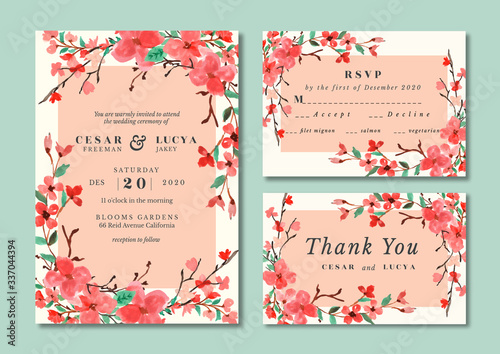 Wallpaper Mural sakura blossom wedding invitation watercolor Torontodigital.ca